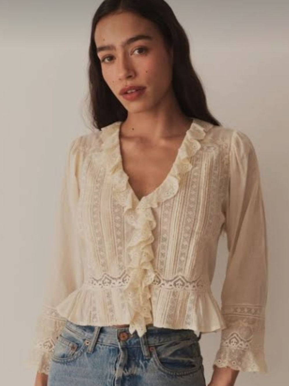 Doen Eldoris Top Blouse Alabaster Cream Small